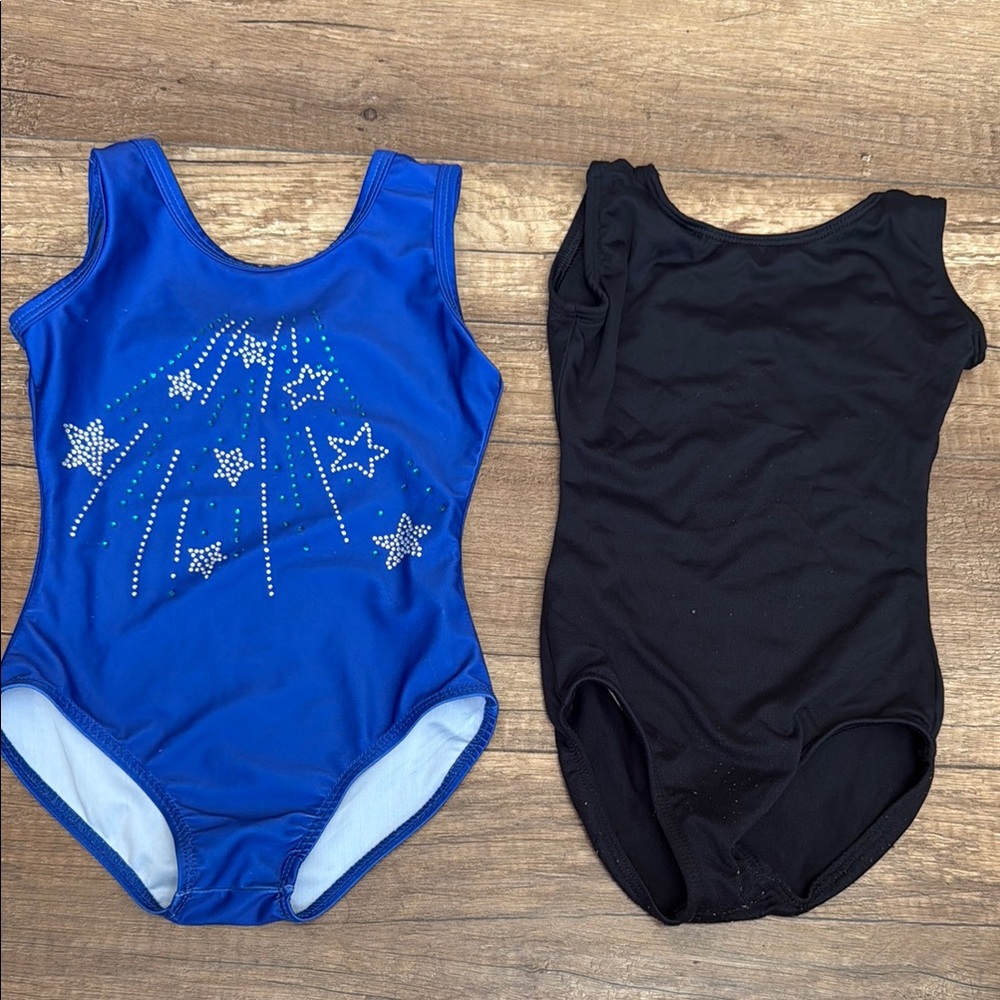 Blue and Black Gymnastics Leotards